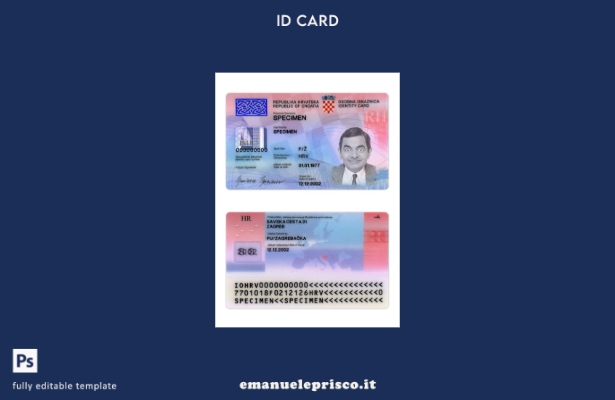 stile verificato Modello di carta d'identità della Croazia